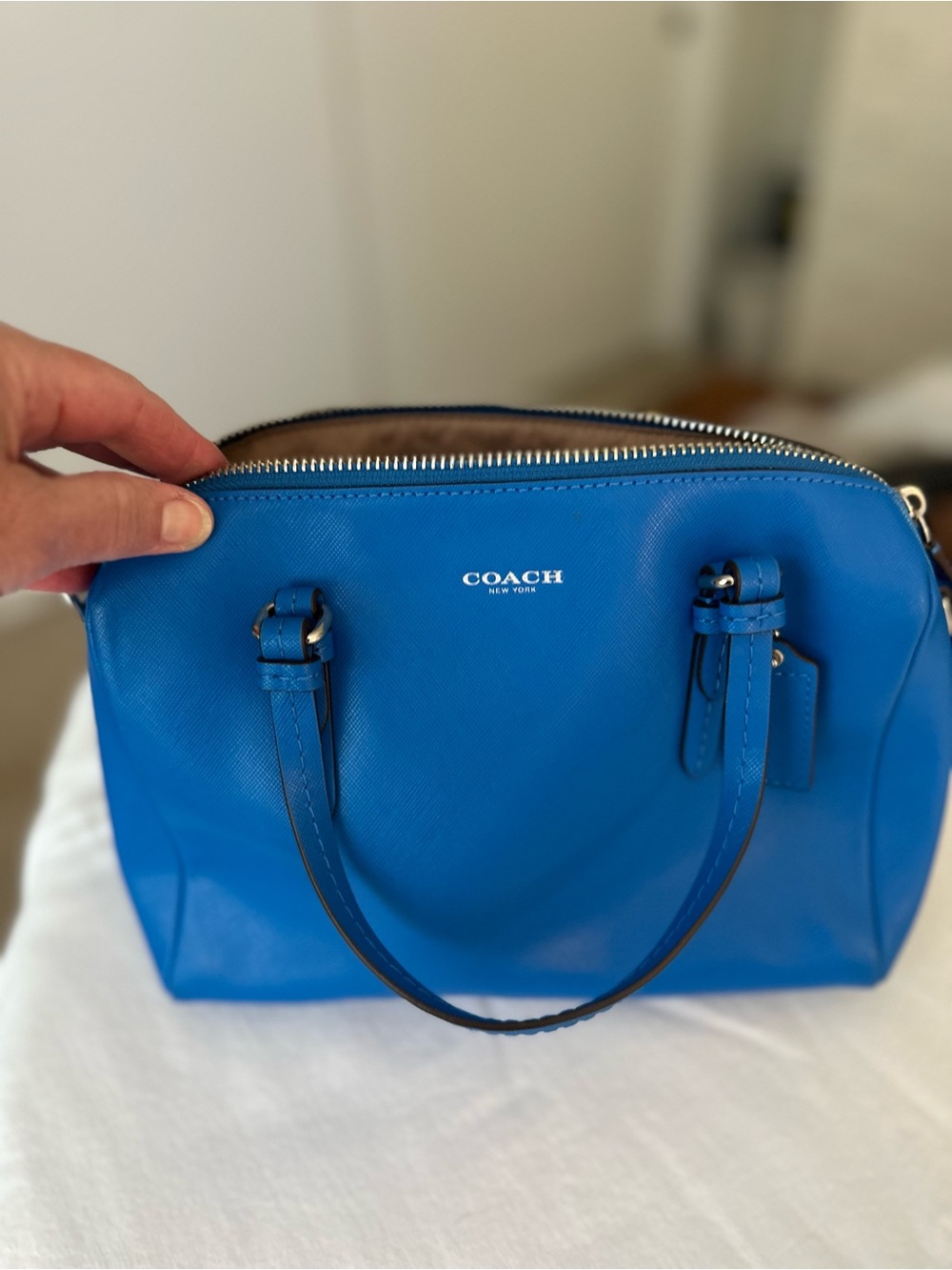 Coach Bright Blue Leather Satchel